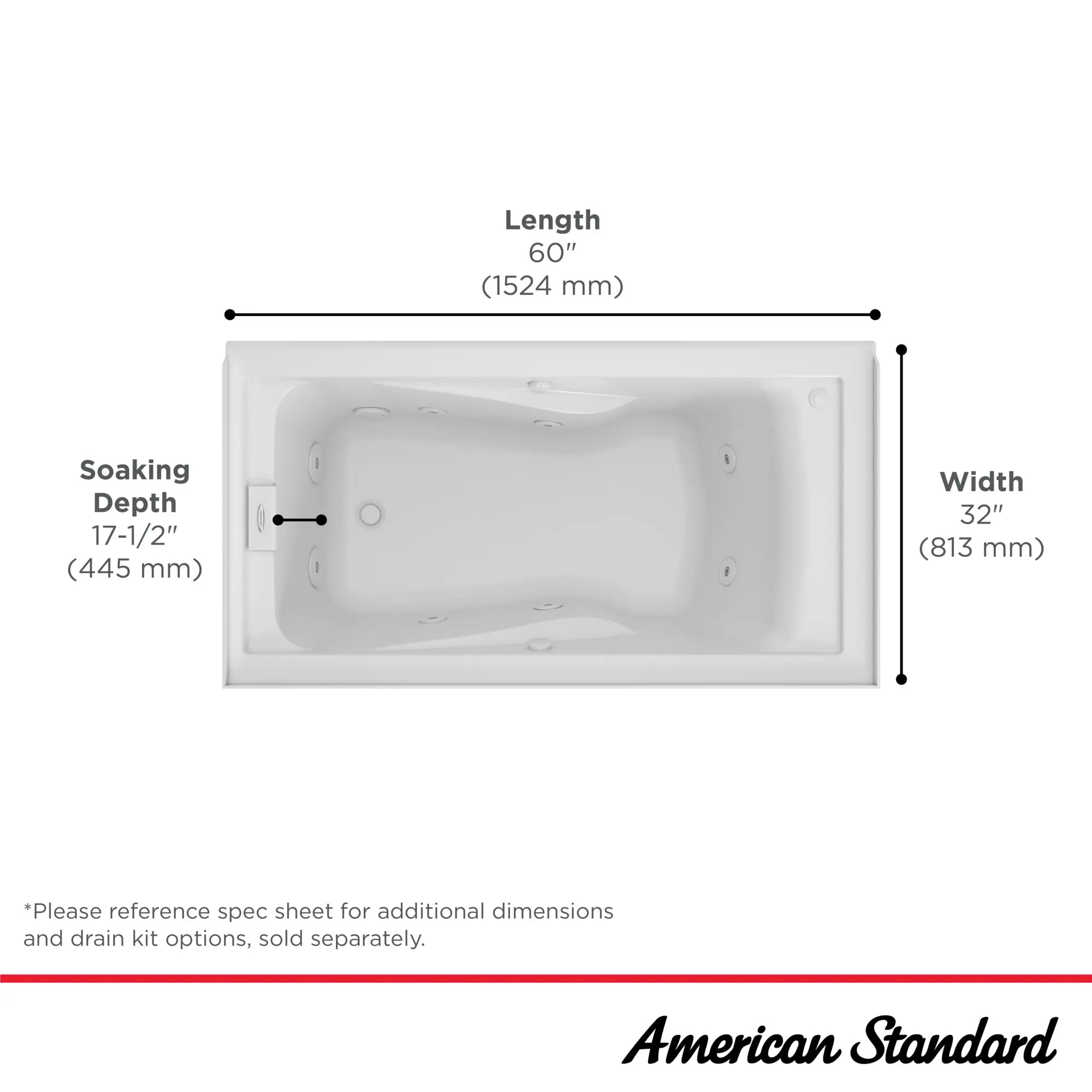 Tina con hidromasaje EverClean® 1524 x 813 mm con delantal integral // BLANCO // 249220_EverCleanWhirlpool_Infographic_2425LC-LHO_0001_OCT2024_CDNwebp.webp