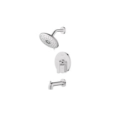Aspirations 1.8 gpm/6.8 L/min Tub and Shower Trim Kit With Water-Saving Showerhead and Double Ceramic Pressure Balance Cartridge With Lever Handle // CHROME // 166455_Aspirations_SiloLeft_tu061508.002_0001_Feb2023_CDNwebp.webp