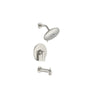 Aspirations 1.8 gpm/6.8 L/min Tub and Shower Trim Kit With Water-Saving Showerhead and Double Ceramic Pressure Balance Cartridge With Lever Handle // BRUSHED NICKEL // 168507_Aspirations_SiloRight_tu061508.295_0001_Feb2023_CDNwebp.webp