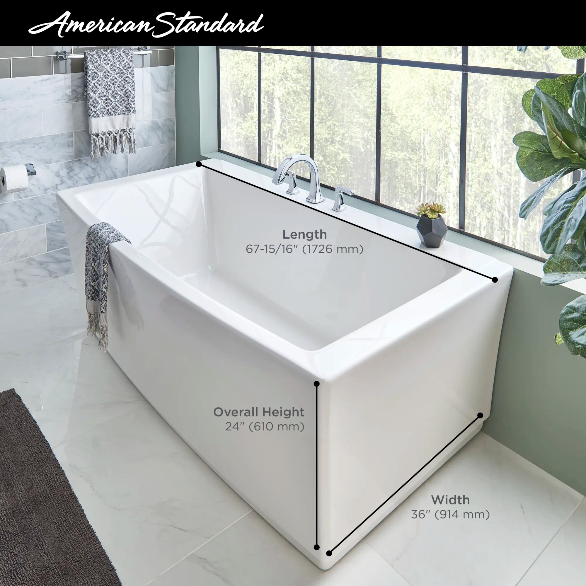 Tina Freestanding Townsend® de 1728 x 915 mm desagüe central con desbordamiento integrado // BLANCO // 68197_2019_AS_Townsend_FST_Infographic_F1-3_0_CDNwebp.webp