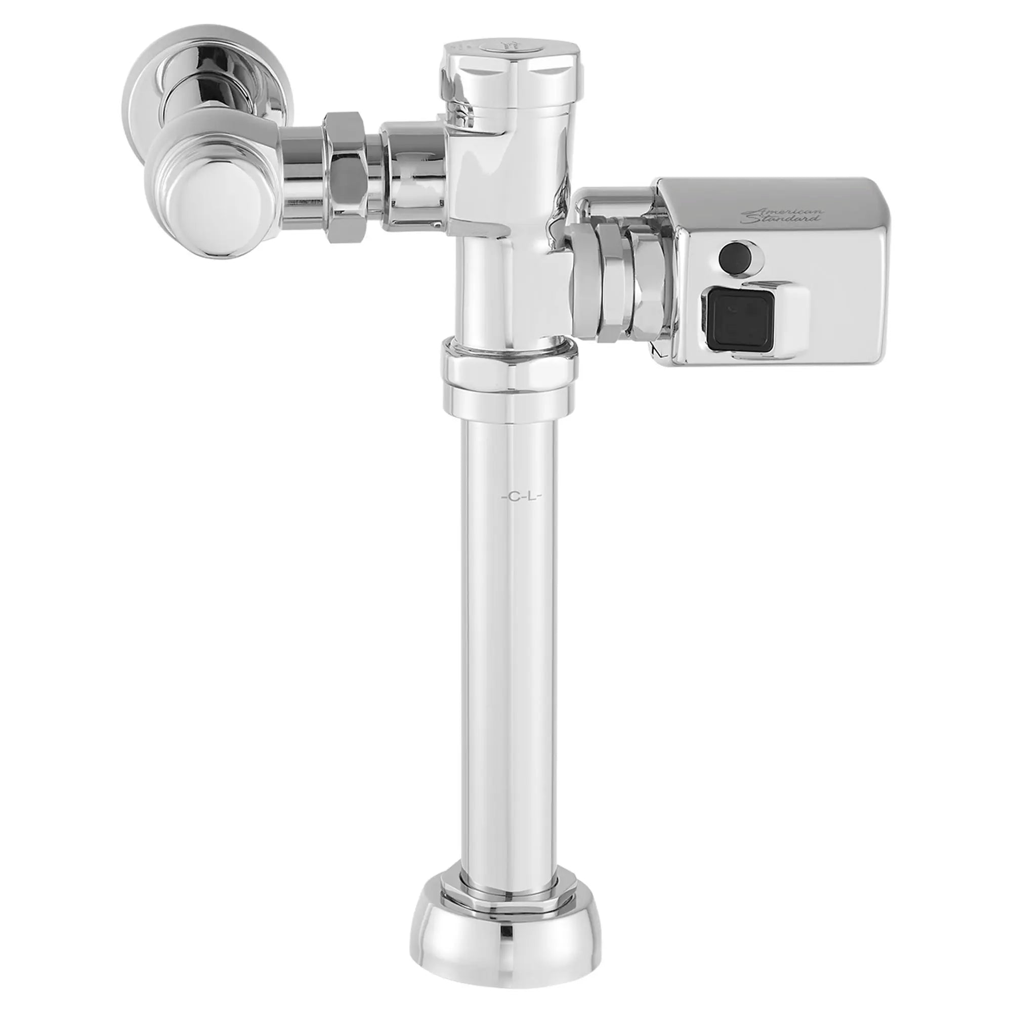 Fluxómetro de sensor con operador de montaje lateral // CROMO // 97419_FV_6047SM121.002_Head_On_CDNwebp.webp